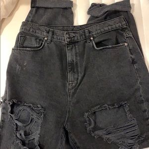 Urban outfitters mom high rise ripped black jeans